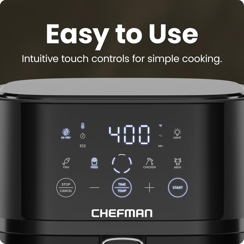 Chefman Air Fryer – 4 QT Compact Airfryer for Quick & Easy Meals, Features Hi-Fry Technology for Extra Crisp, Easy-View Window, Touch Controls with 4 Presets, Nonstick & Dishwasher Safe Basket - Black - Image 4